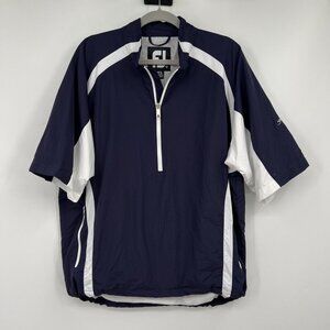 Footjoy, Men's Half Zip Pull-Over Short Sleeve Windbreaker navy white Spanish Hi